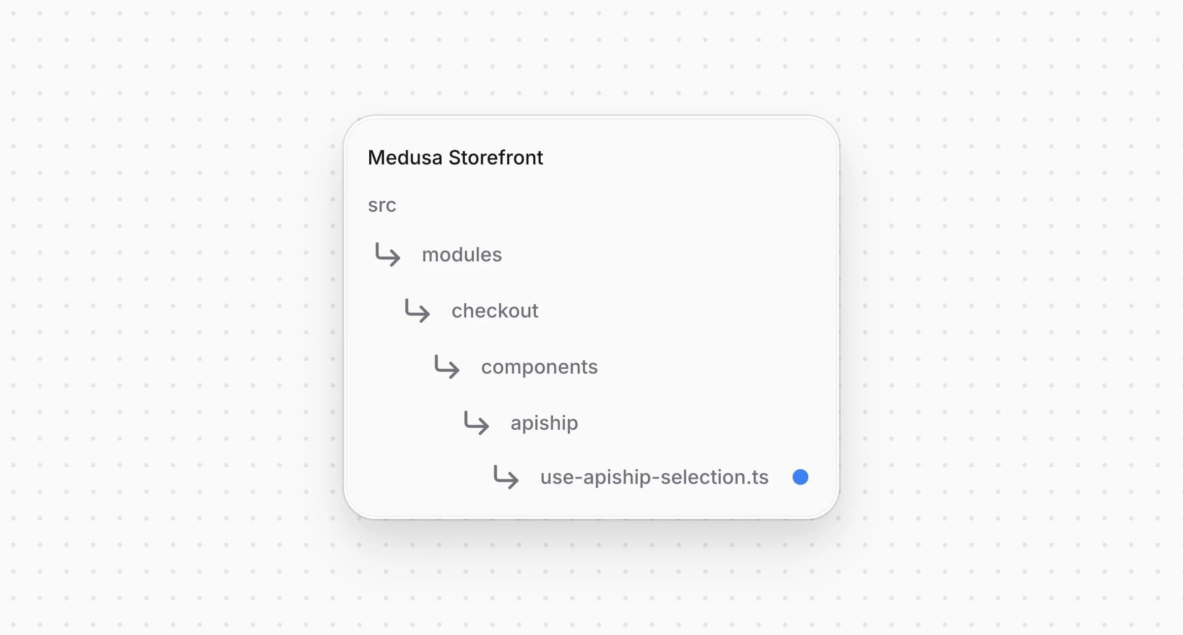 Directory structure in the Medusa Storefront after creating the file for the ApiShip selection hook
