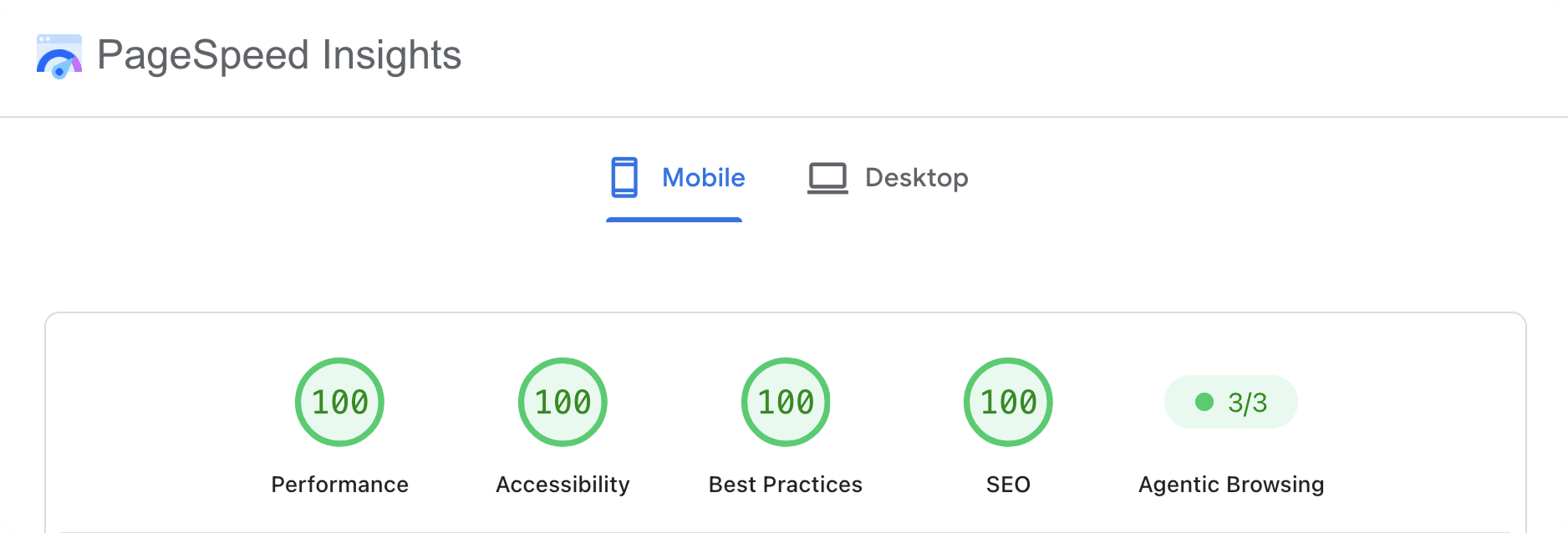 PageSpeed results