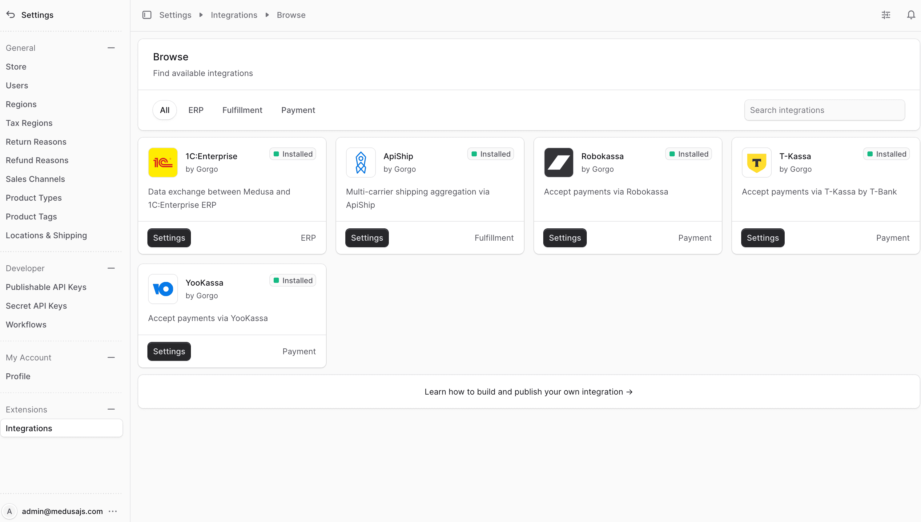 Browse integrations