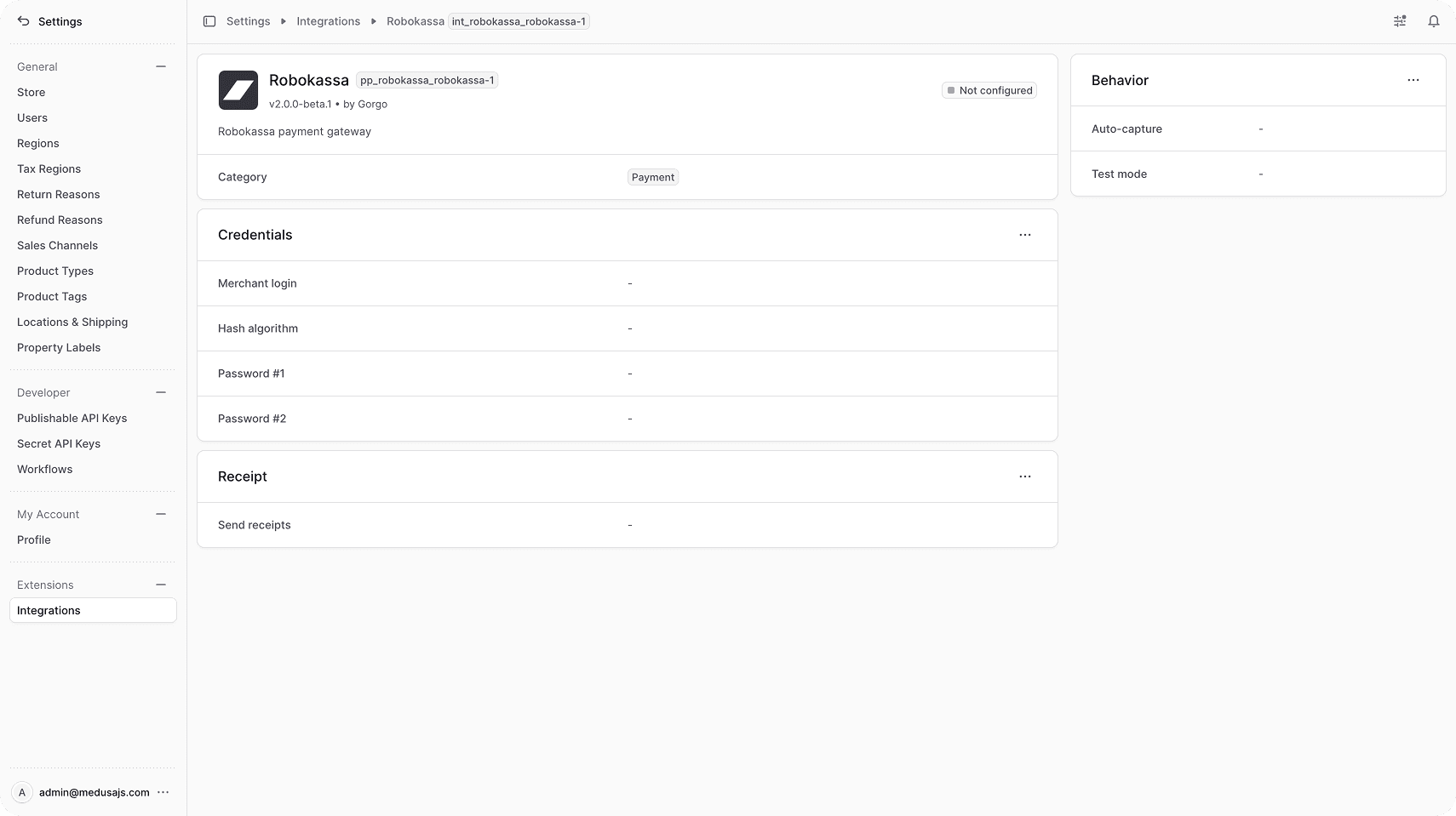 Robokassa settings overview