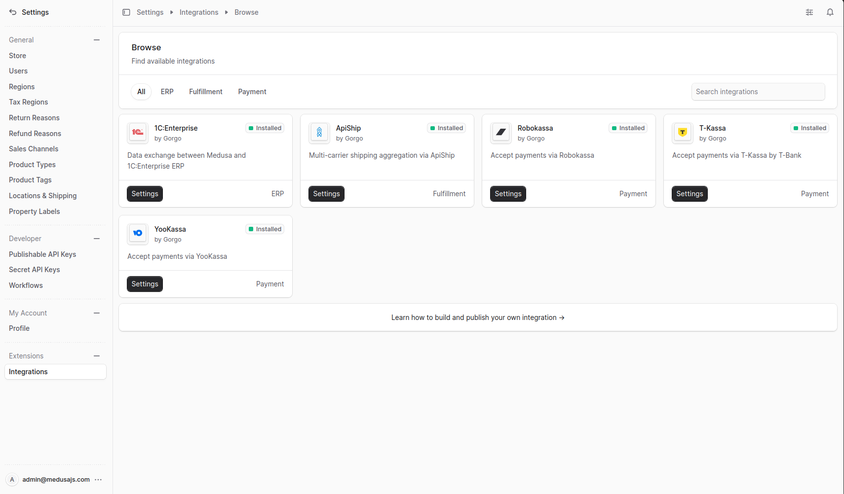 Browse integrations