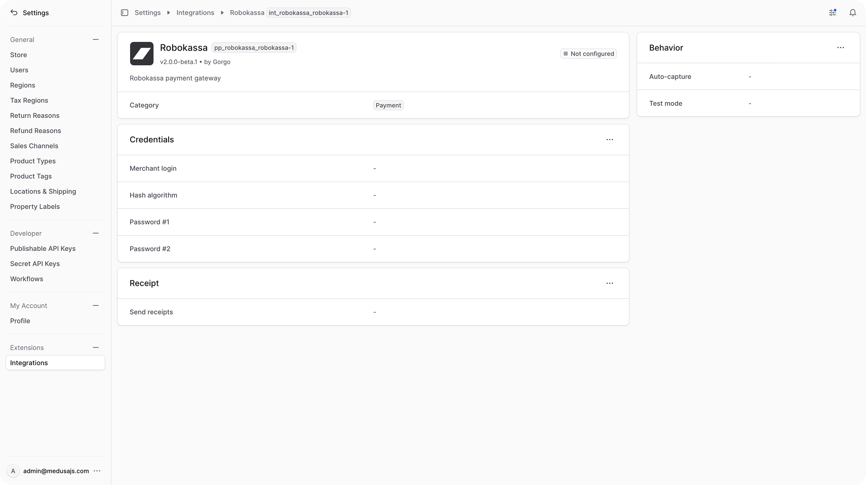 Robokassa settings overview
